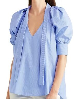 Maggie Marilyn 'You Lift Me Up' top 100%blue &white striped with puff sleeves 4